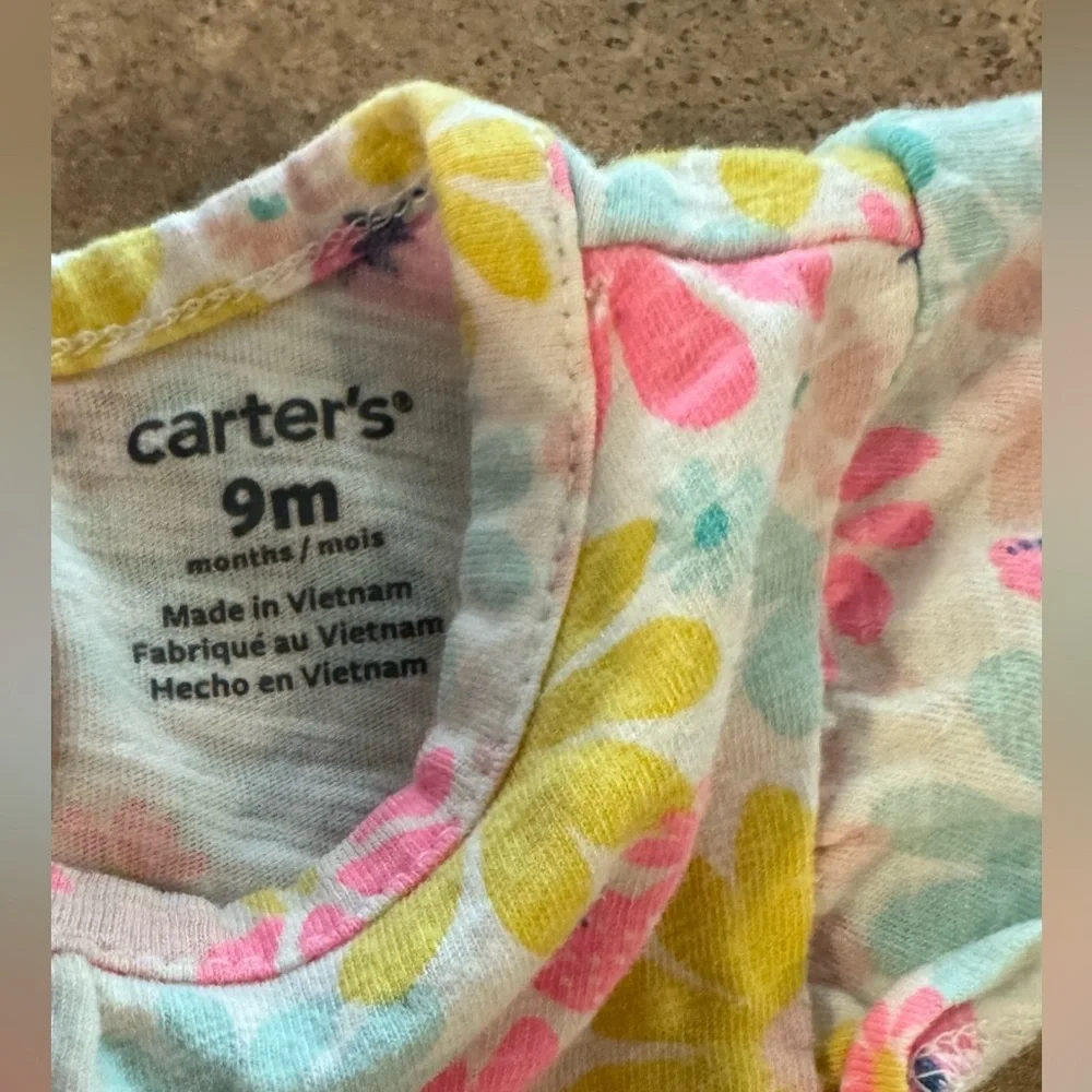 Carters 2 Piece Baby Girl Colorful Floral Casual Dress with Bloomers Size 9M